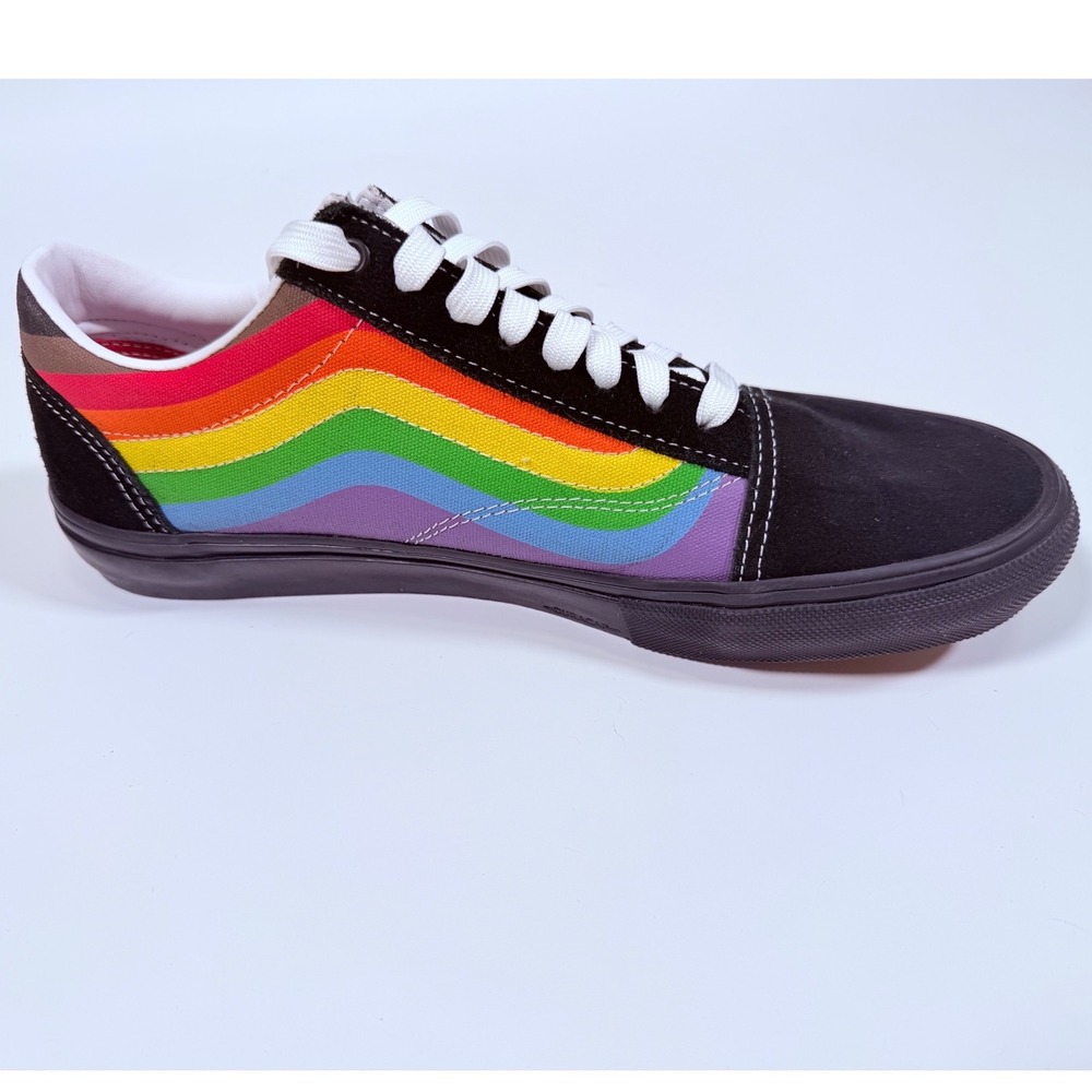 Vans Skate Old Skool Pride Rainbow Trans Flag Black Sneakers Mens 12 Rave - Picture 7 of 13
